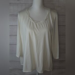 Coldwater Creek Scoop Neck 3/4 Sleeve Top Size XL